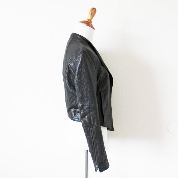 Helmut Lang Blister Leather Dark Brown Asymmetrical Jacket Petite or X-Small - Picture 8 of 16